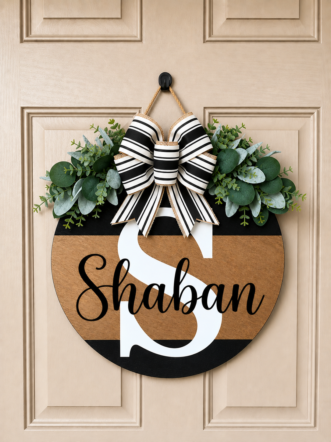 Personalized Family Name Door Hanger | Monogram Front Door Sign