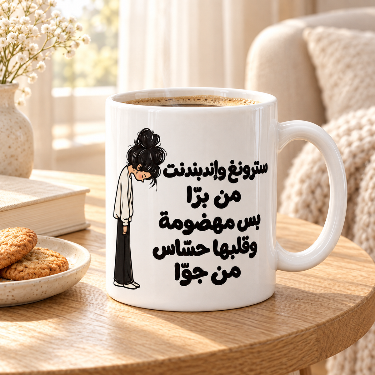Funny Arabic Coffee Mug, Strong and Independent Quote, Lebanese Humor, Gift for Her, Best Friend Gift