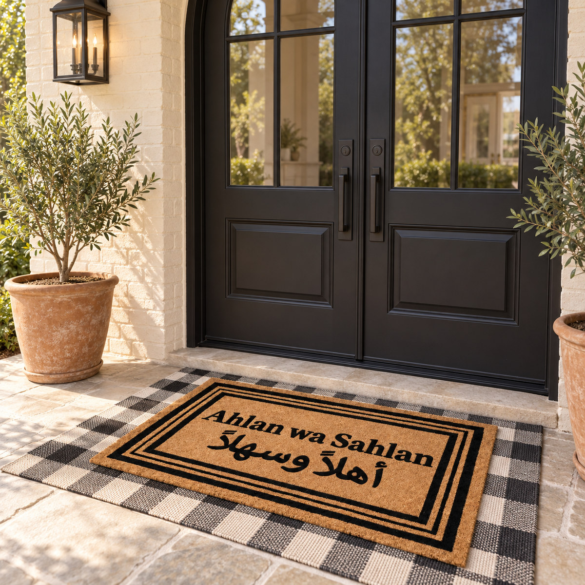 Ahlan Wa Sahlan Doormat, Arabic Welcome Mat, Bilingual Entryway Mat
