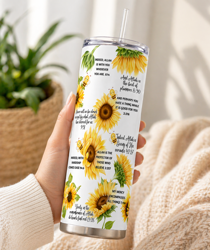 Strawberry or Sunflower Quran verse 20oz Skinny Tumbler