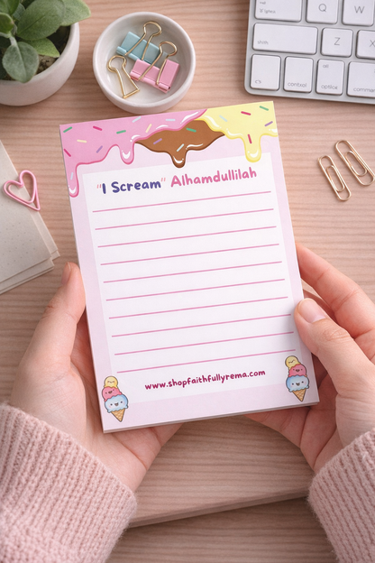 I Scream Alhamdulillah Notepad - 5x7 Cute Islamic Stationery