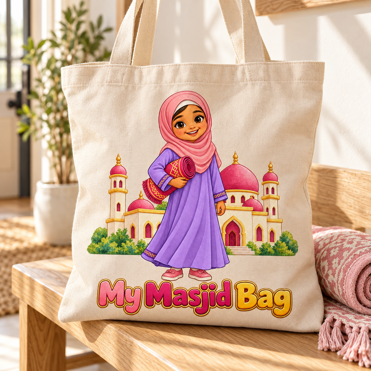 My Masjid Bag Kids Tote – Muslim Boy or Girl Design, Ramadan and Eid Gift, Mosque Bag for Children