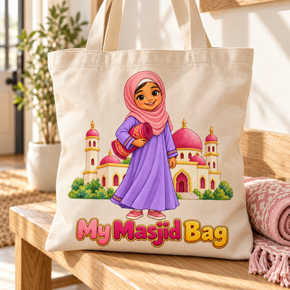 My Masjid Bag Kids Tote – Muslim Boy or Girl Design, Ramadan and Eid Gift, Mosque Bag for Children