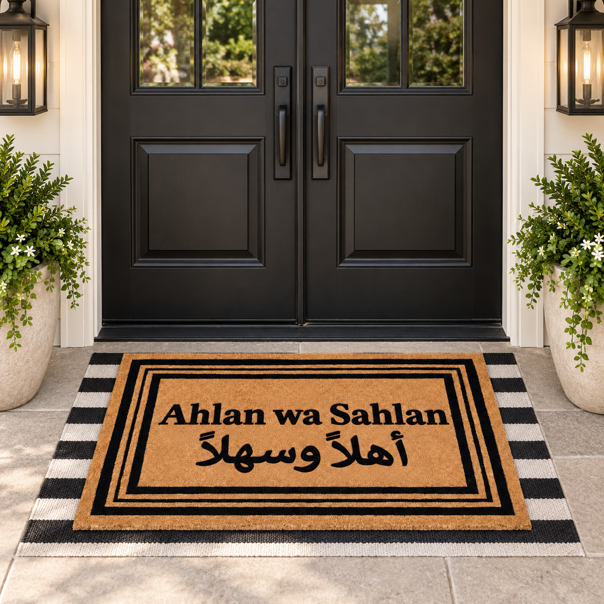 Ahlan Wa Sahlan Doormat, Arabic Welcome Mat, Bilingual Entryway Mat