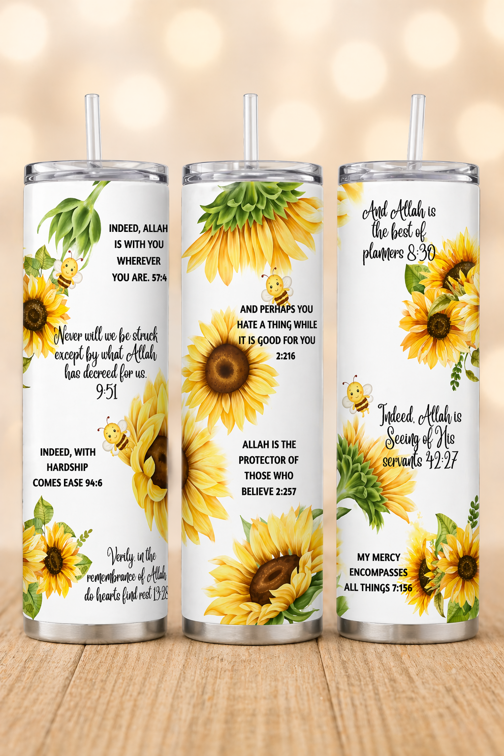 Strawberry or Sunflower Quran verse 20oz Skinny Tumbler