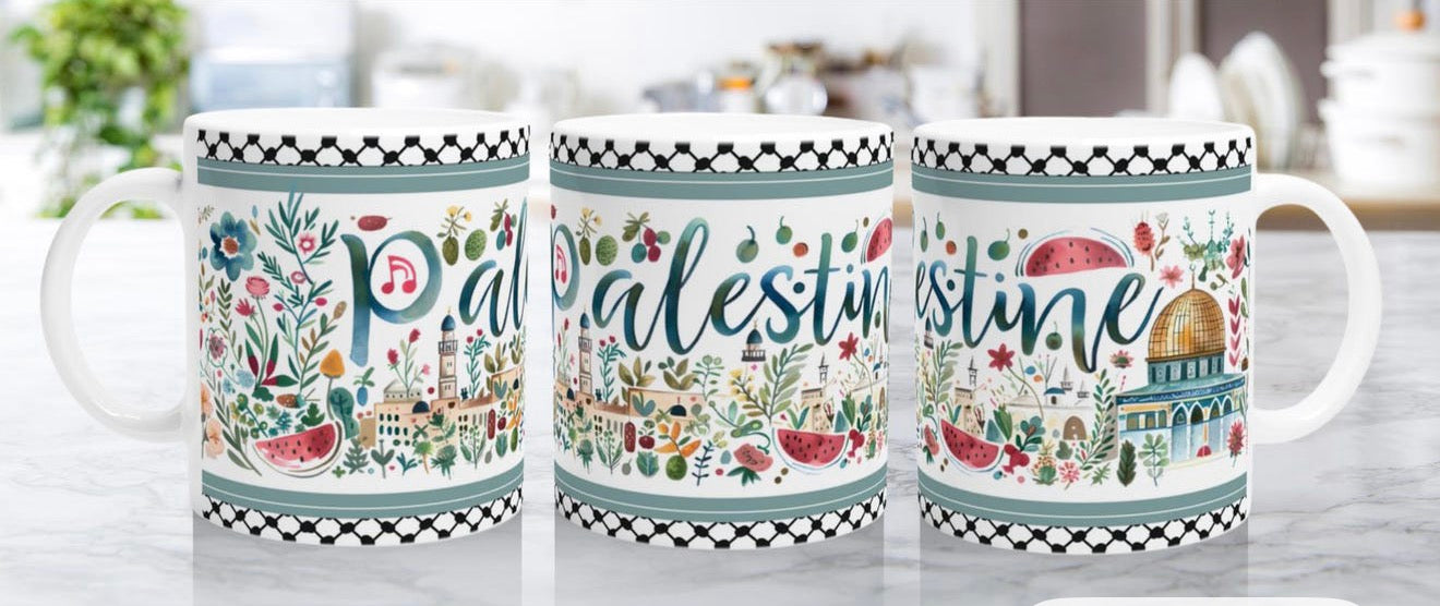 Palestine Floral Ceramic Mug – 11 oz Coffee Cup