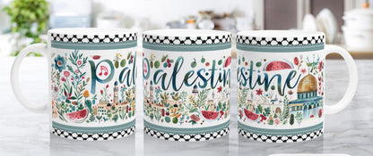 Palestine Floral Ceramic Mug – 11 oz Coffee Cup