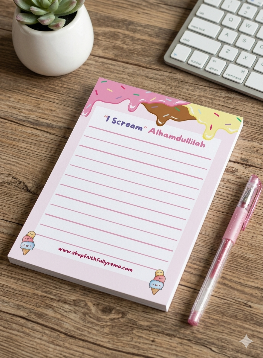 I Scream Alhamdulillah Notepad - 5x7 Cute Islamic Stationery