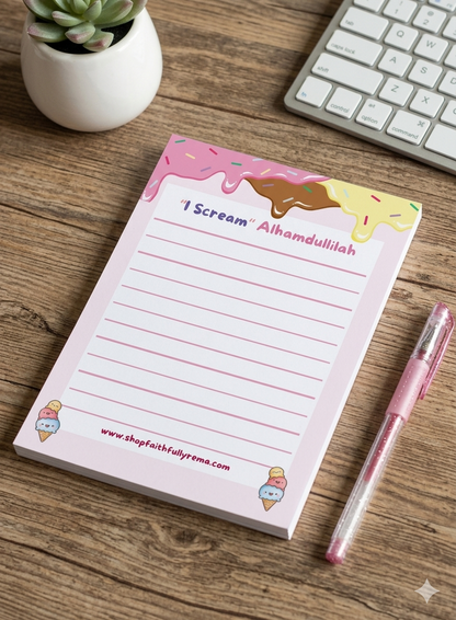 I Scream Alhamdulillah Notepad - 5x7 Cute Islamic Stationery