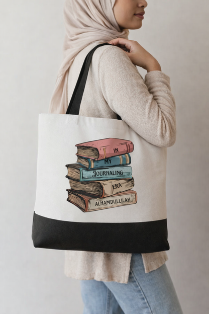 In My Journaling Era Alhamdulillah Tote Bag - Islamic Canvas Bag for Planners & Notebooks