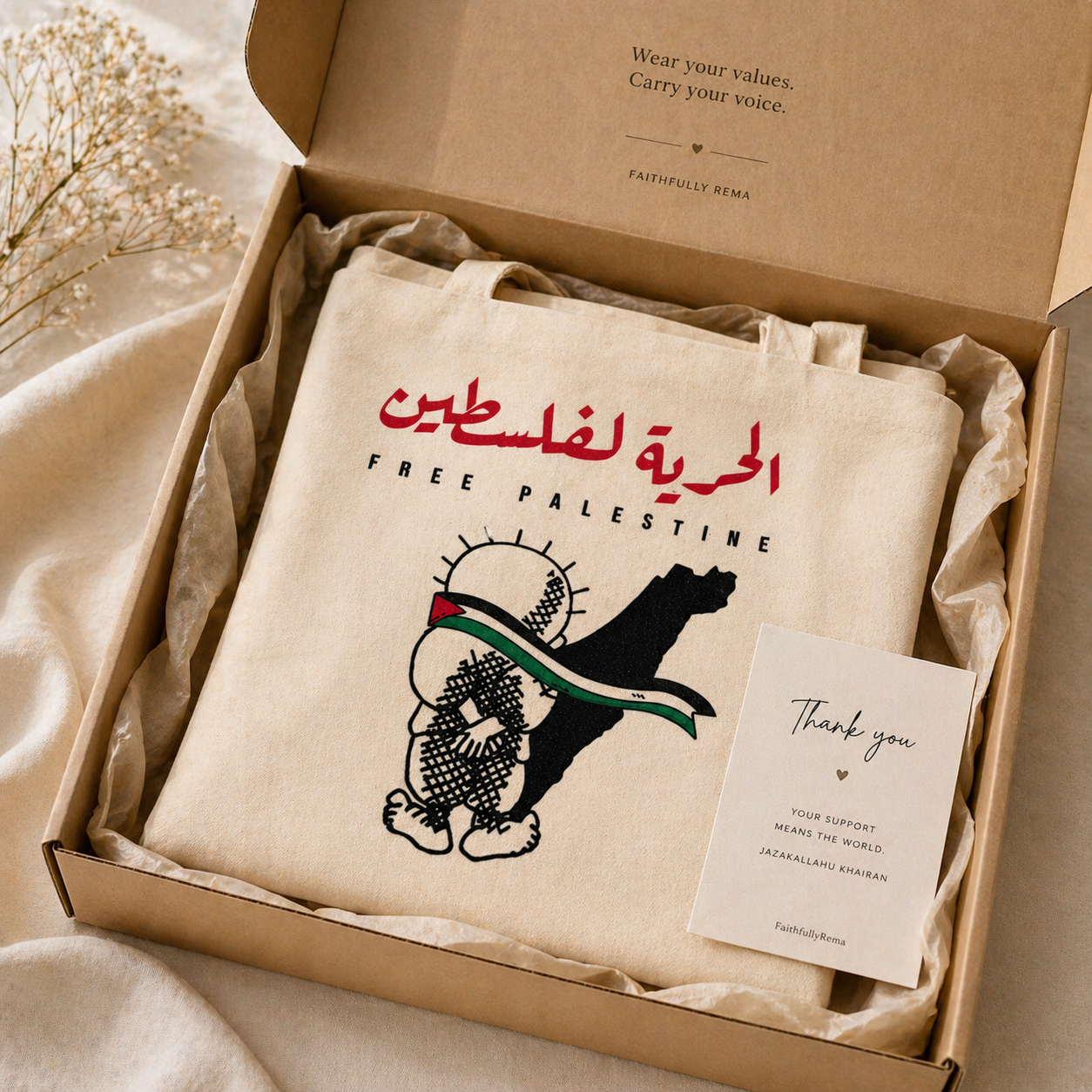 Free Palestine Canvas Tote Bag